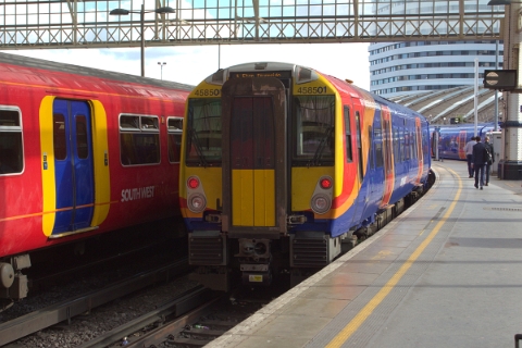 South West Trains class 458/5 no. 458501 while leaving London Waterloo as 2U51 towards Windsor and Eton Riverside on 15th June 2016.